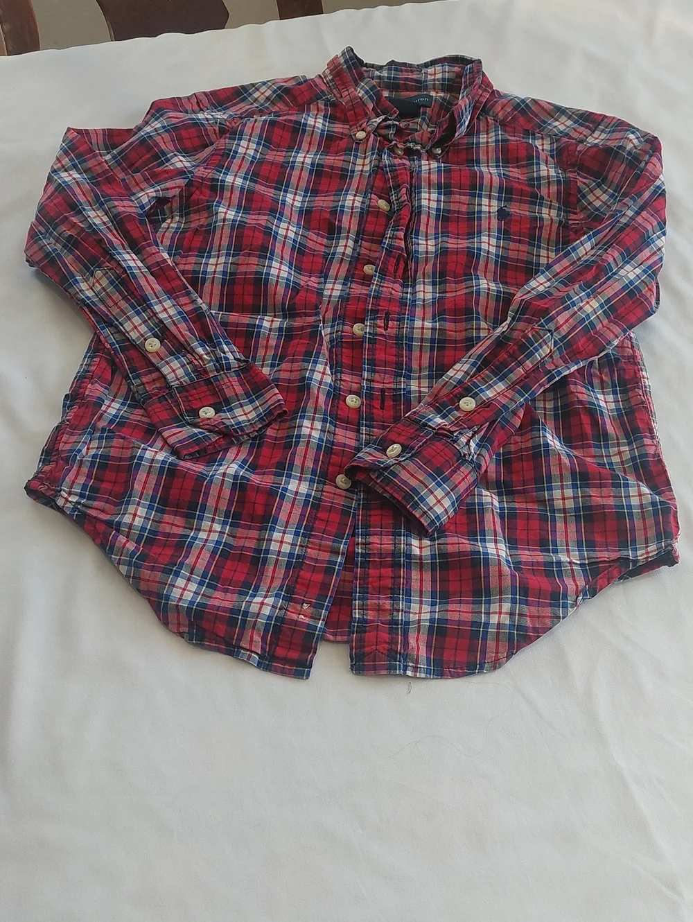Ralph Lauren Boys Red Plaid Button-Down Shirt.size 8